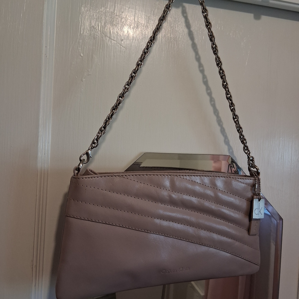 Calvin Klein Mauve Clutch with Chain Strap